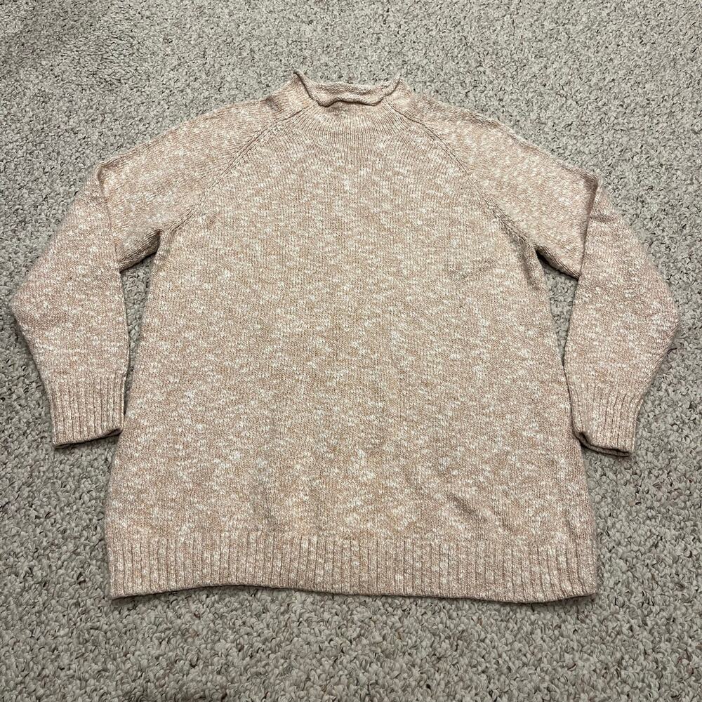 LL Bean Cotton Ragg Funnel Neck Sweater 1X Cotton Preppy Classic Casual